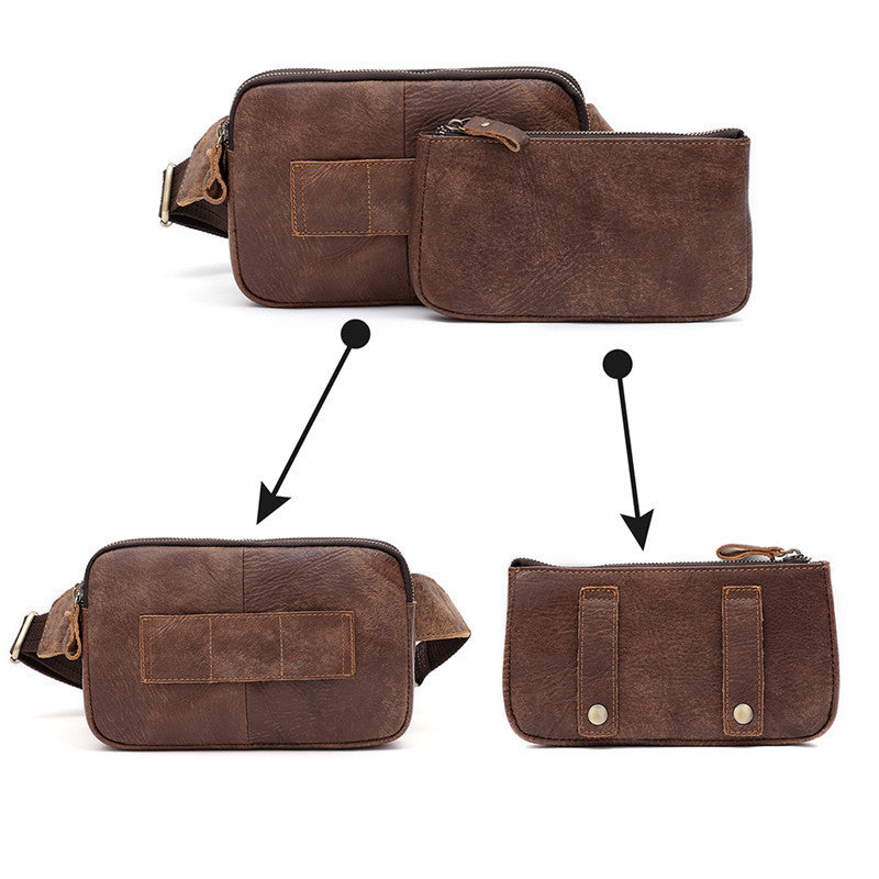 Sac banane pour homme, sac banane décontracté et fonctionnel pour argent et téléphone, sac à bandoulière unisexe pour homme, sac banane en cuir, sac de poitrine pour téléphone