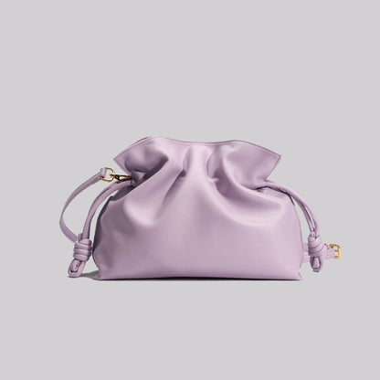 Sac porte-bonheur en cuir de vache plissé tendance pour femme