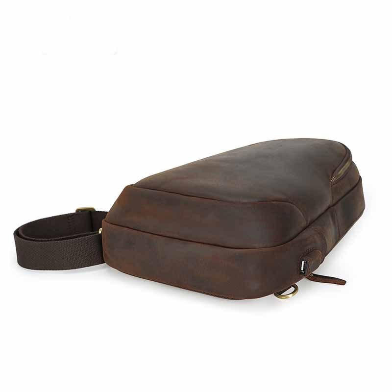 Sac de poitrine en cuir décontracté vintage pour homme