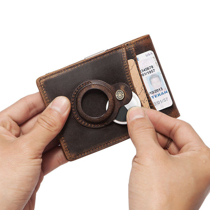 Porte-cartes en cuir avec clip pour pièces de monnaie RFID pour hommes