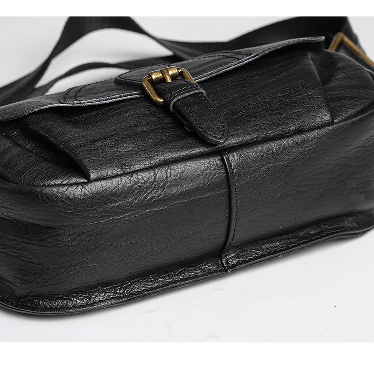 Bolso de pecho de cuero genuino para hombre Bolso de cintura cruzado de un solo hombro