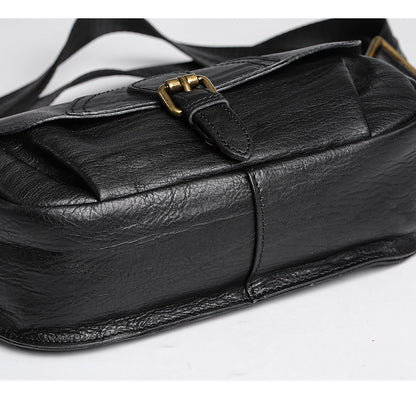 Bolso de pecho de cuero genuino para hombre Bolso de cintura cruzado de un solo hombro