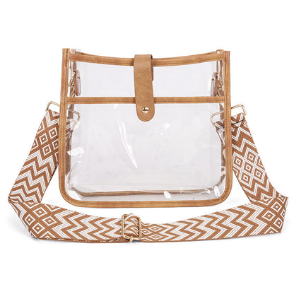 Bolso de hombro cuadrado pequeño transparente de color caramelo para mujer