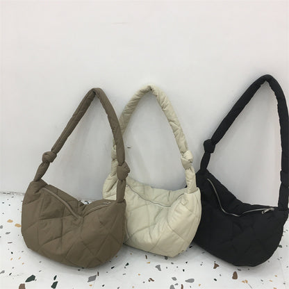 Sac à main en duvet texturé élégant et simple à motif rhombique pour loisirs