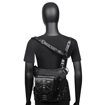 Sac ceinture d'extérieur pour moto avec chaîne en forme de crâne