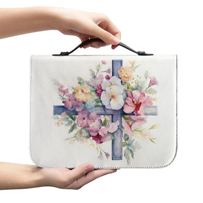 Bolsa de mano con forma de girasol y cruz sagrada para guardar libros con protección para impresión portátil