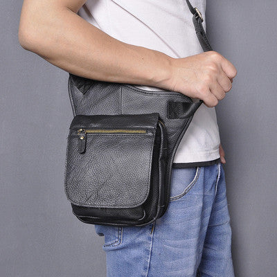 Bolso bandolera informal retro de piel de vaca para hombre