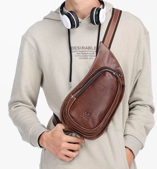 Maroquinerie Nouveau sac de poitrine en cuir Crazy Horse en cuir véritable pour homme