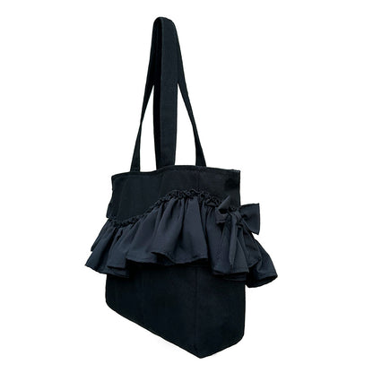 Solid Color Tote Bow Lace Shopping Bag