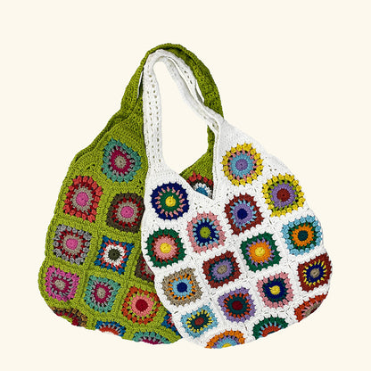 Bolso de mano de un solo hombro con estampado de flores de colores mixtos de estilo étnico