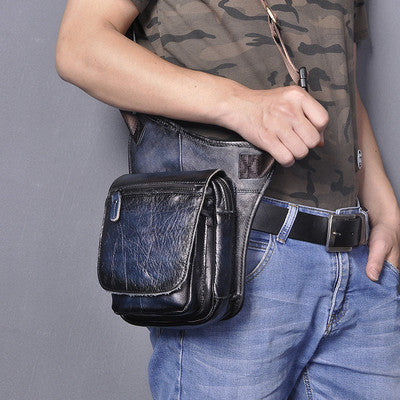 Bolso bandolera informal retro de piel de vaca para hombre