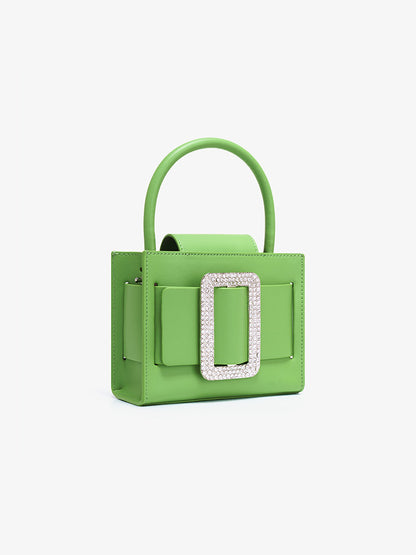 High End Fashion Messenger Bag Green Diamond Small Square