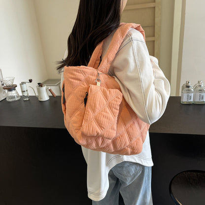 Sac à main à bandoulière à carreaux et diamants de couleur unie pour femme