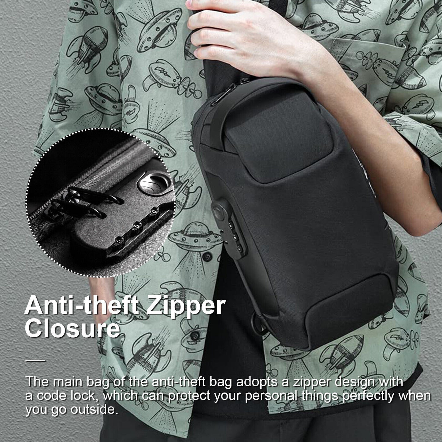 Bolso bandolera multifunción Oxford impermeable para hombre, bolso de hombro antirrobo, bolso bandolera tipo bandolera para hombre, bolso bandolera impermeable, bolso de pecho antirrobo, mochila con puerto USB