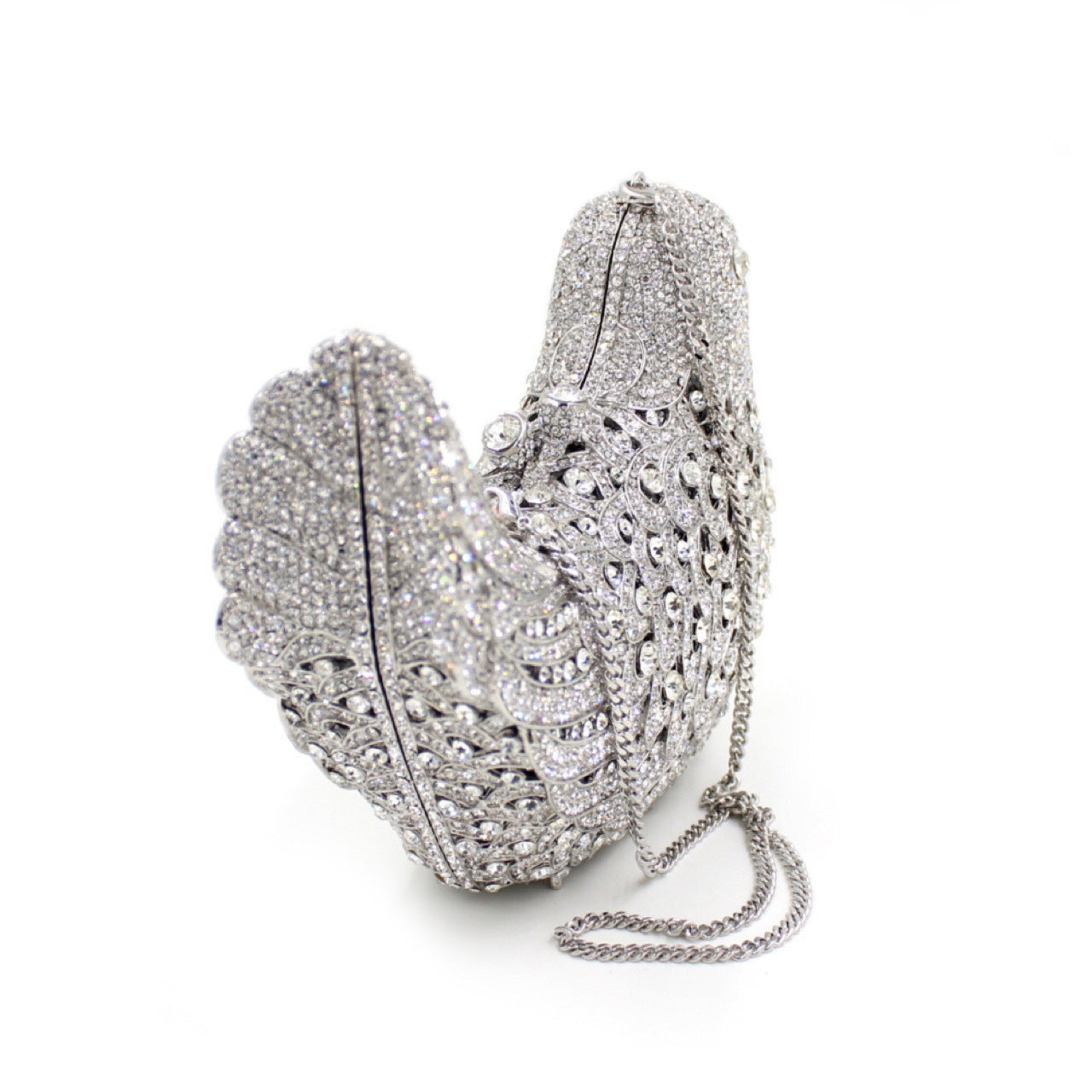 Sac à dîner avec strass et bijoux en forme d'oiseau et de colombe de la paix