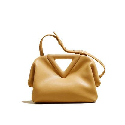 Triangle Cloud Bag Leather Diagonal Handbag