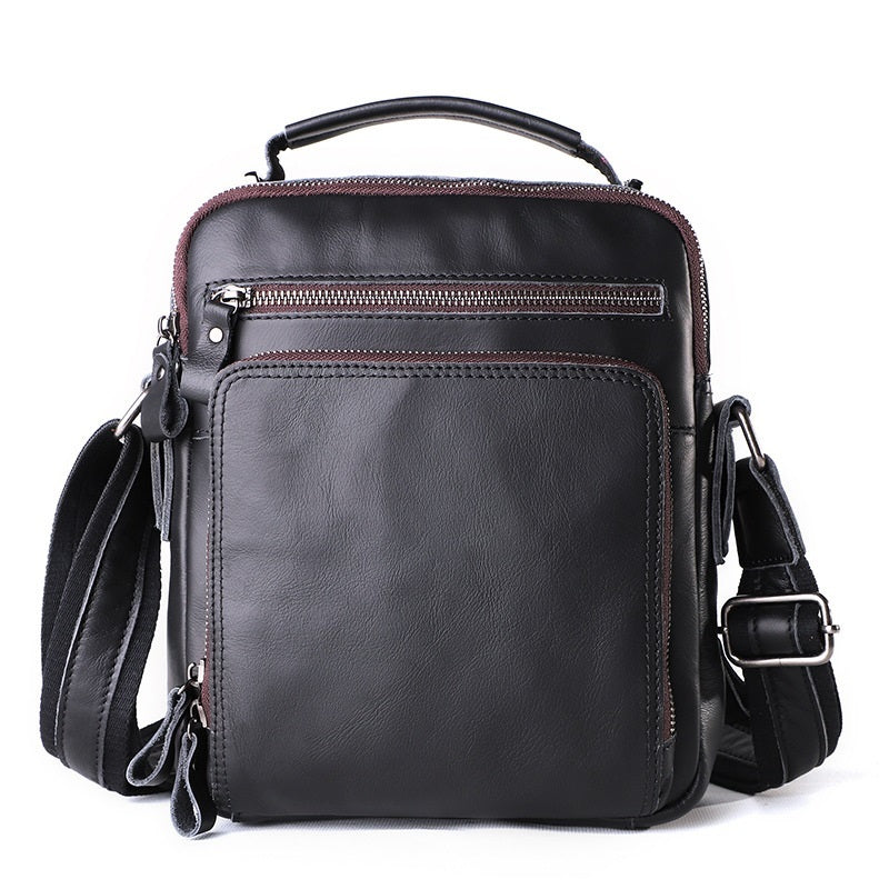 Bolso de cuero para hombre de gran capacidad, estilo retro e informal