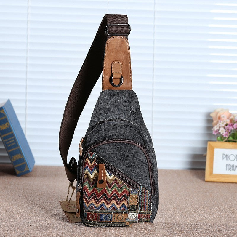 Retro Embroidery Travel Anti-theft Canvas Chest Bag