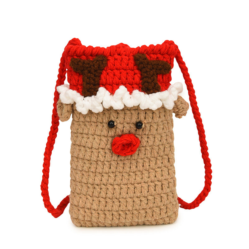 Christmas Hand-woven Wool Mobile Phone Bag Crossbody Female