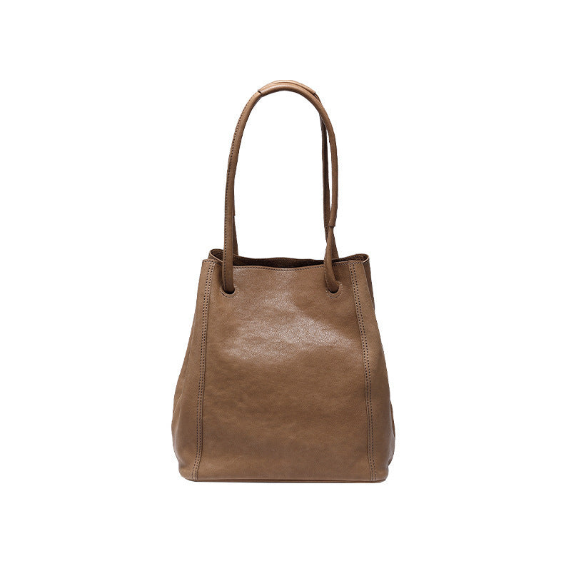 Sac seau en cuir souple pour femme en cuir véritable à bandoulière