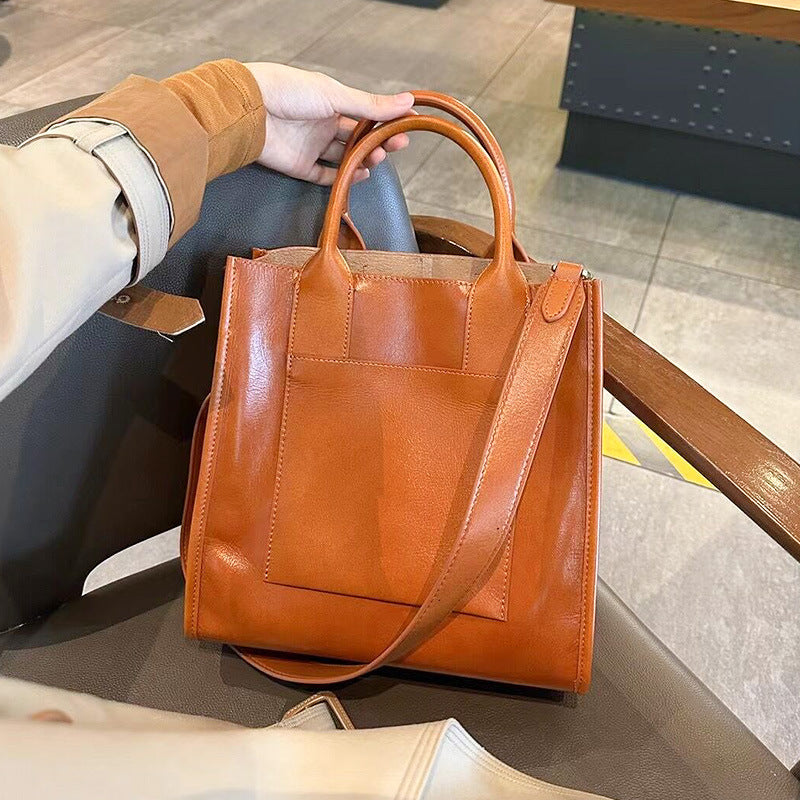 Sac à main fourre-tout en cuir véritable pour femme