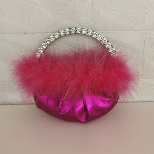 Bolso bandolera para mujer con pliegues y incrustaciones de diamantes, portátil, para cenas