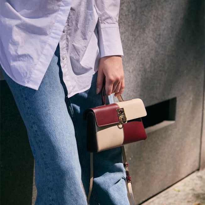 Sac à main à rabat en cuir de vachette simple et tendance pour femme