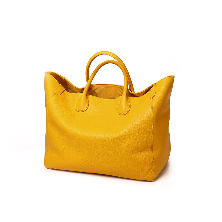 Sac fourre-tout simple en cuir véritable de grande capacité