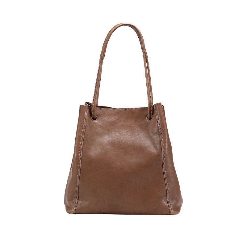 Sac seau en cuir souple pour femme en cuir véritable à bandoulière