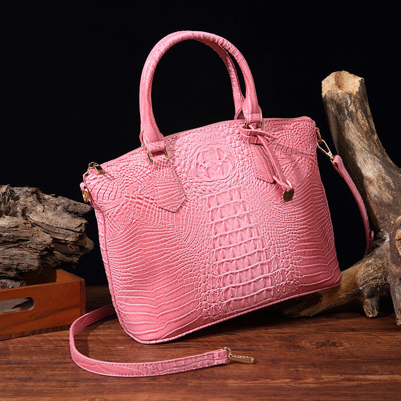 Sac messager portable à motif crocodile rétro pour femme