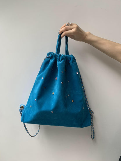 Sac à dos à cordon de serrage avec diamants colorés pour femmes