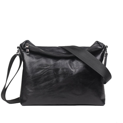 Sac à bandoulière simple en cuir de vache avec couche de tête en cuir de vache pour hommes