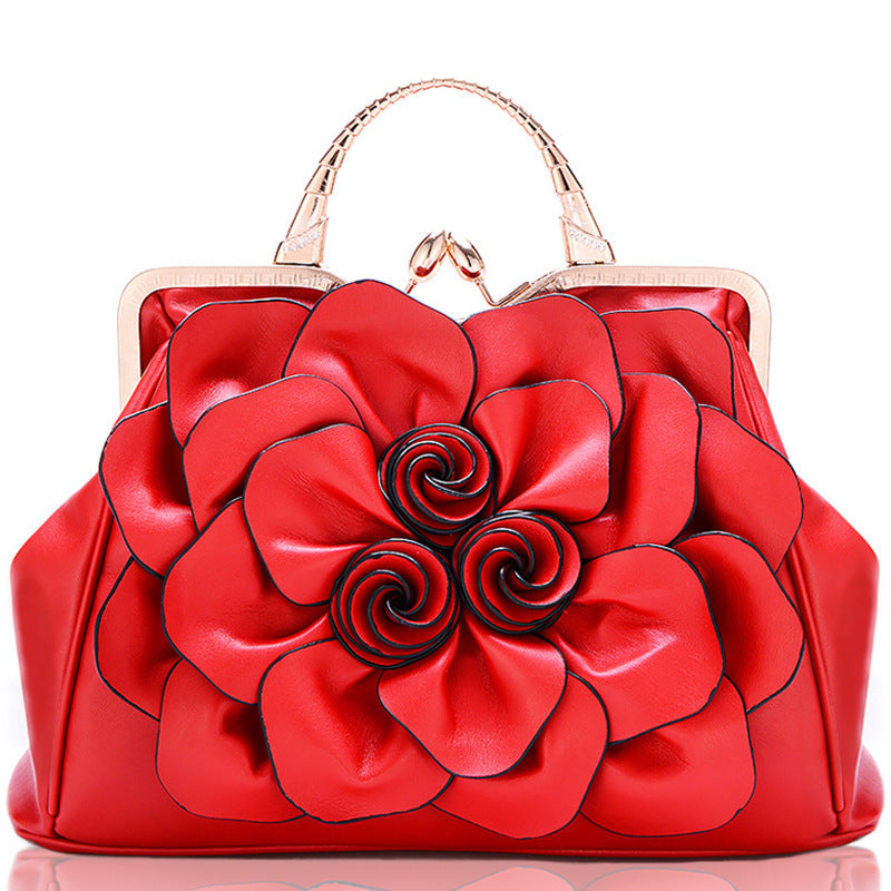 Rose Flower Women Tote Solid Color Shoulder Bag