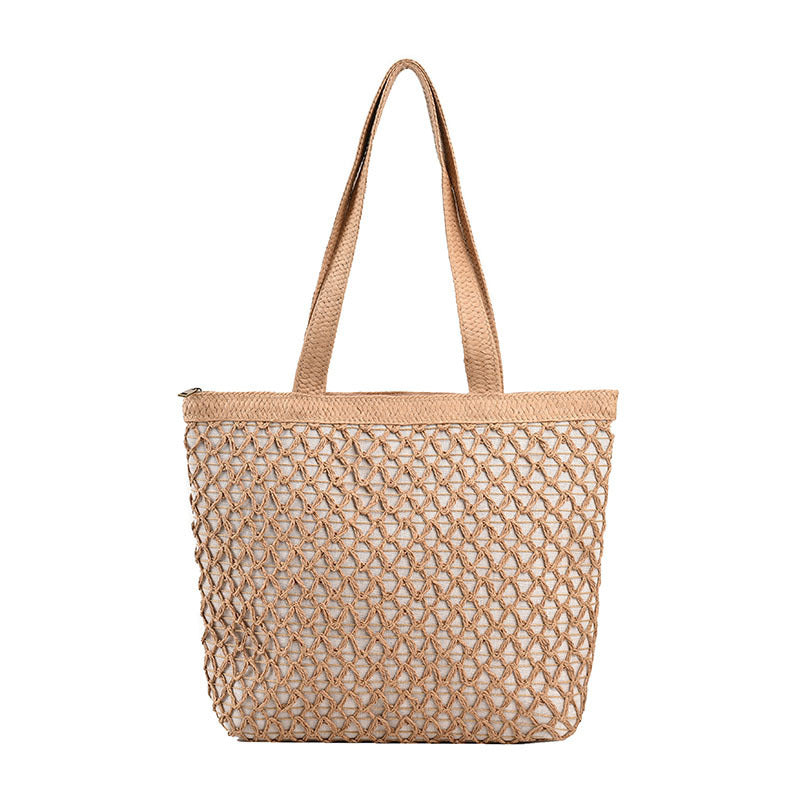 Sac à bandoulière creux en paille simple pour femme