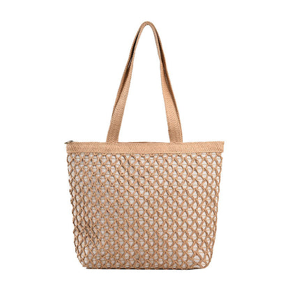 Sac à bandoulière creux en paille simple pour femme