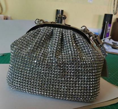 Sac messager à bandoulière en strass pour femme