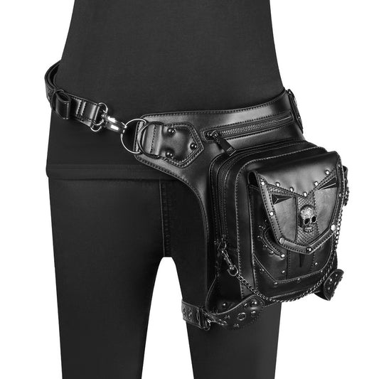 Bolso bandolera para mujer con cadena de calavera y motociclista punk