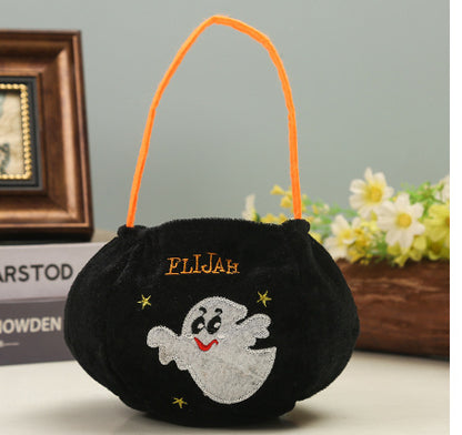 Bolso tejido con dibujos de dulces de Halloween