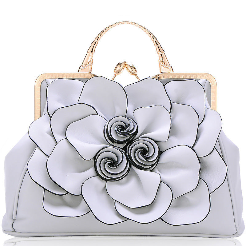 Rose Flower Women Tote Solid Color Shoulder Bag