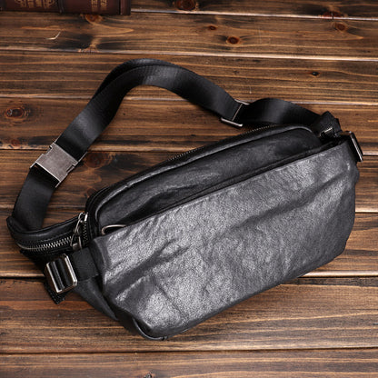 Leather Fanny Pack Multifunctional Sports Oxskin Casual Fashion Crossbody Bag