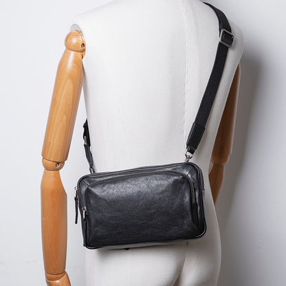 Sac à bandoulière en cuir multifonctionnel de grande capacité pour hommes