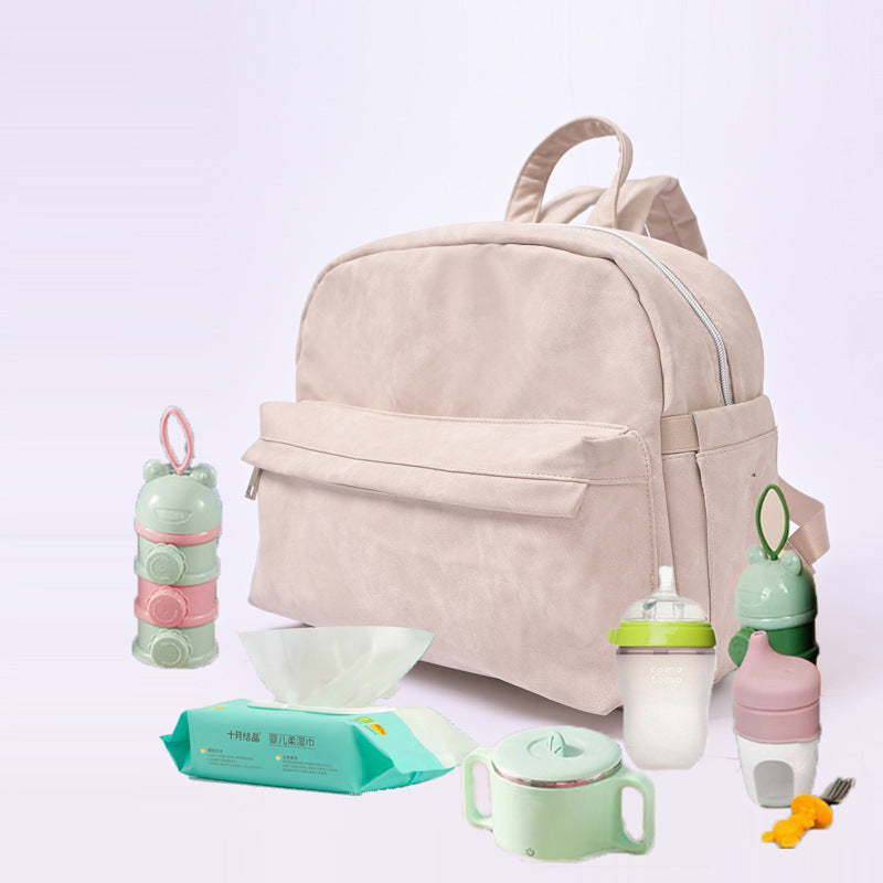 Mummy Multifunctional Backpack Large Capacity PU Leather Dry Wet Separation Travel Baby Bag