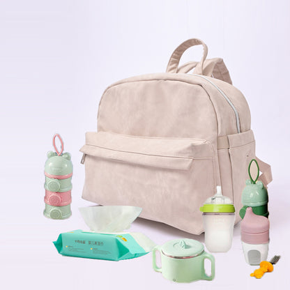 Mummy Multifunctional Backpack Large Capacity PU Leather Dry Wet Separation Travel Baby Bag