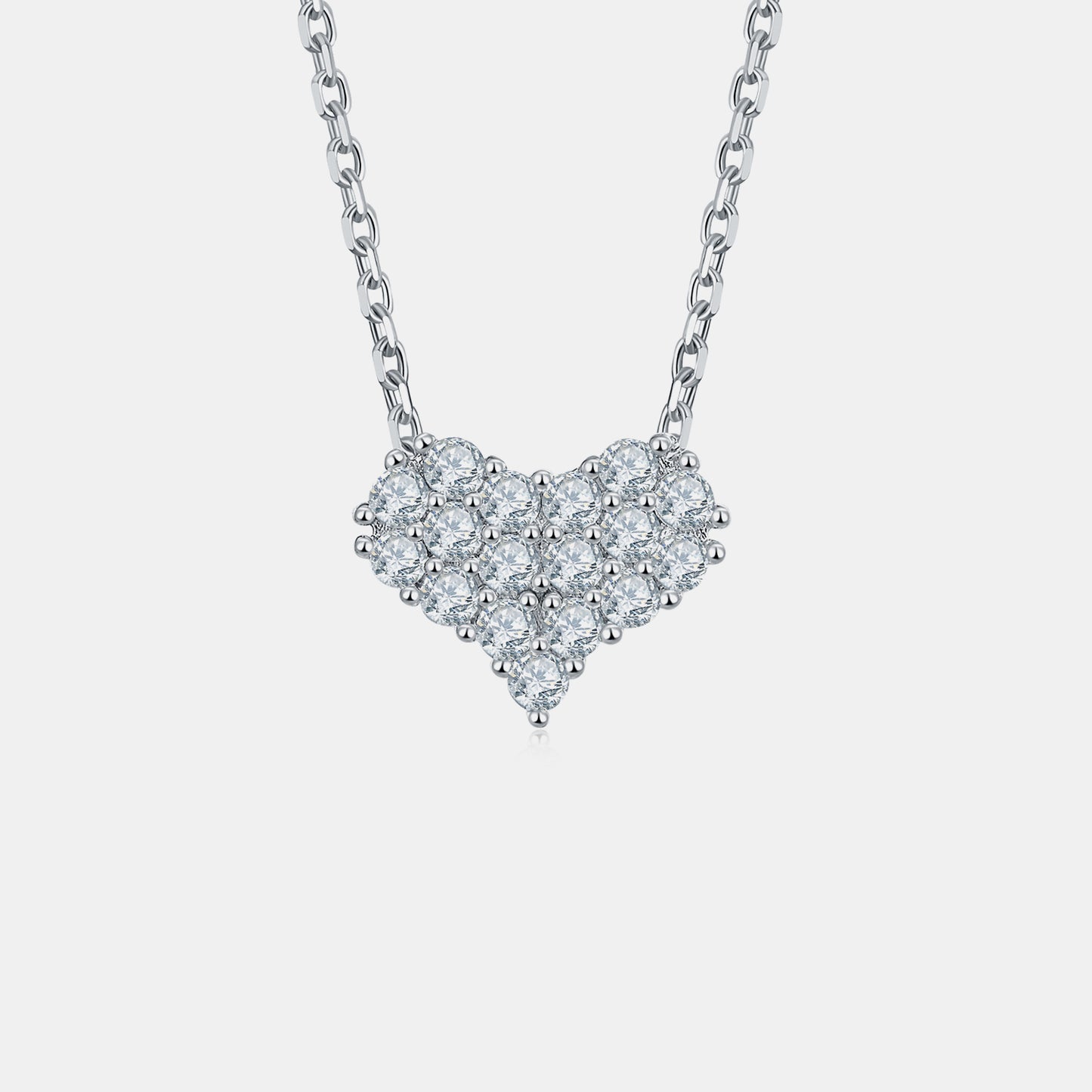 Collier en argent sterling 925 avec cœur et moissanite