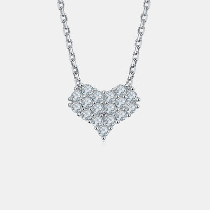 Collier en argent sterling 925 avec cœur et moissanite