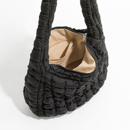 Bolso de hombro acolchado de nailon, tendencia simple, bolso de plumas acolchado para mujer