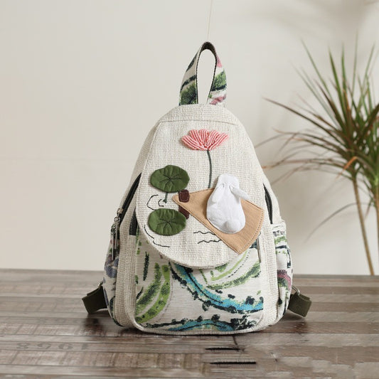 Mochila de tela multicompartimentos versátil informal