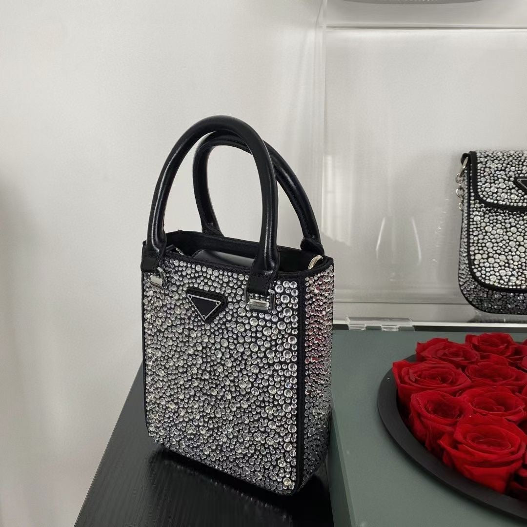 Sac à bandoulière haut de gamme pour femme avec strass et diamants