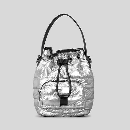 Sac seau rétro en coton et nylon pour femme