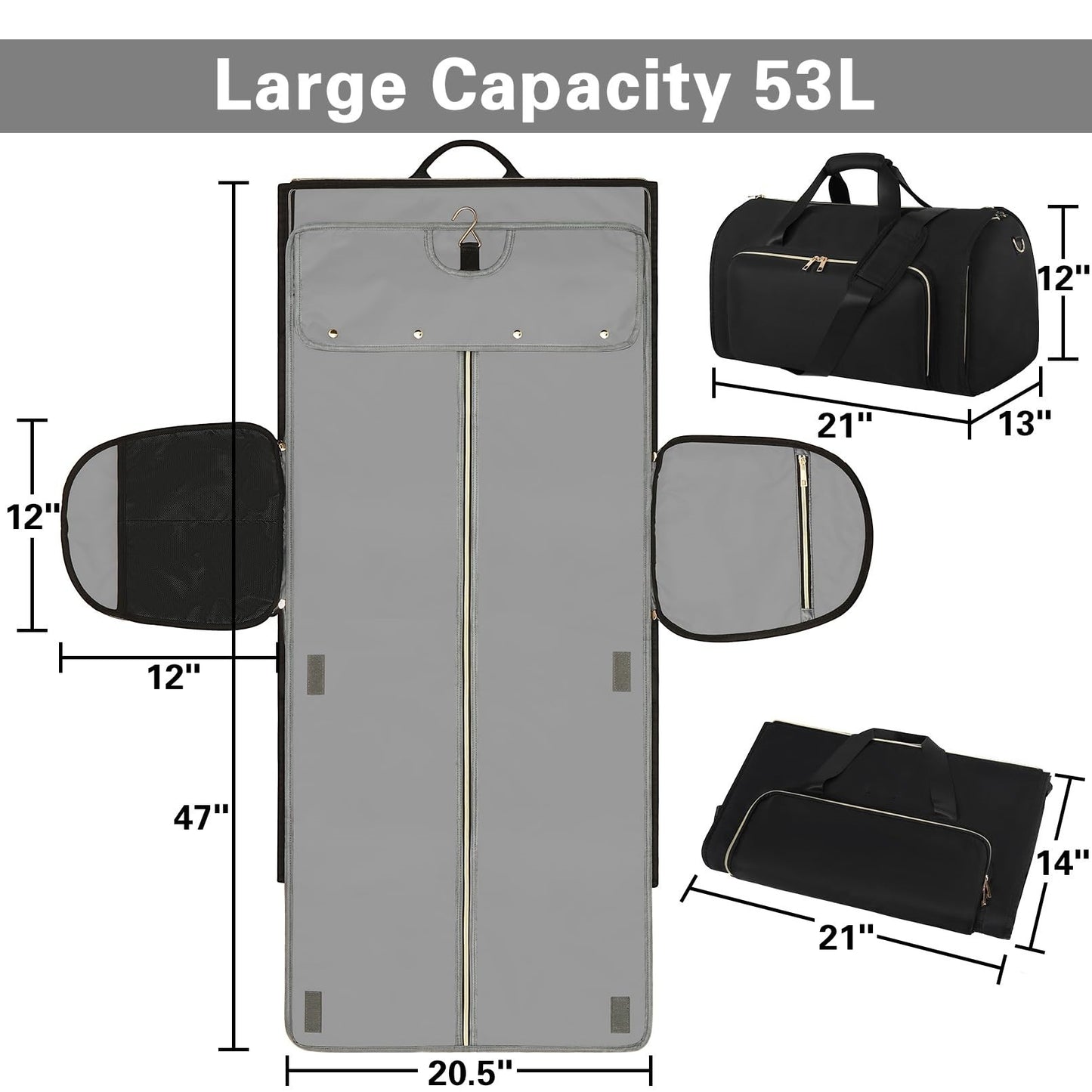 Sac à vêtements pliable et résistant à l'usure pour le rangement et la bandoulière